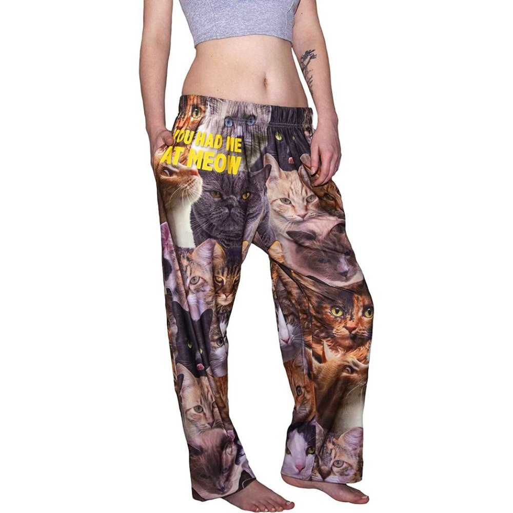 American Mills Brief Insanity You Had Me At Meow Lounge Pants Cat Pajamas XL